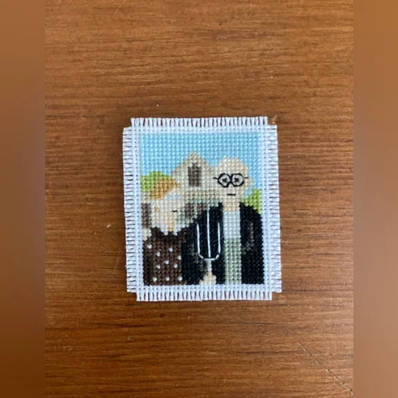 Grant Wood’s “American Gothic” in Mini Cross Stitch Art - Picture 2 of 5